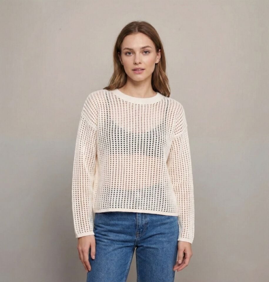 Kadın İnce Ajurlu Triko Kazak