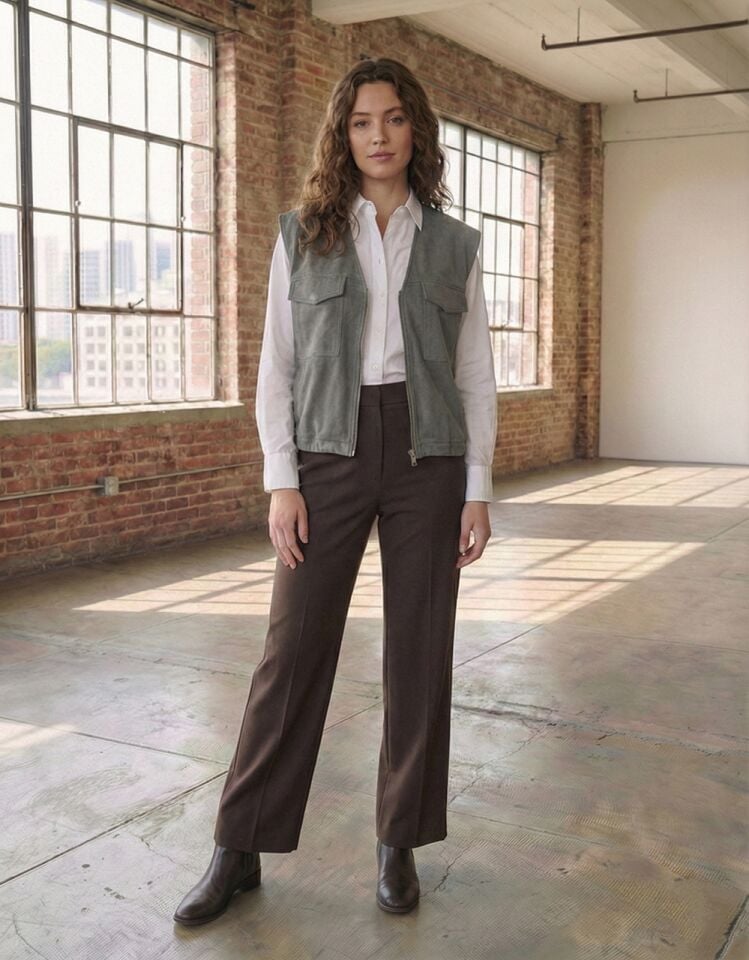 Kadın Süet Astarlı Cepli Yelek