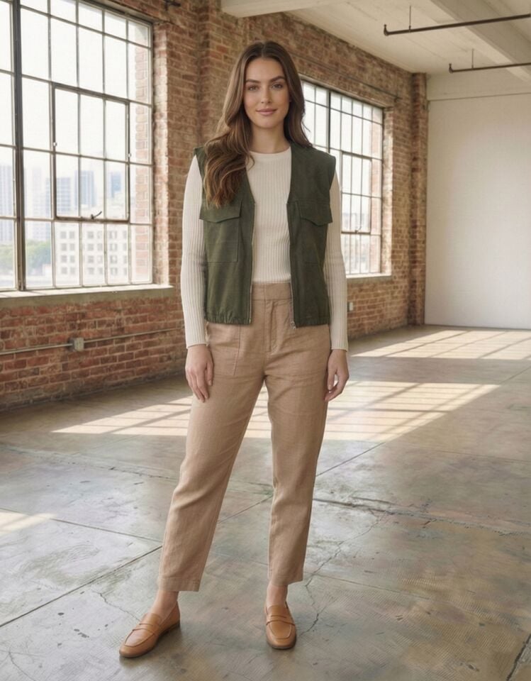 Kadın Süet Astarlı Cepli Yelek