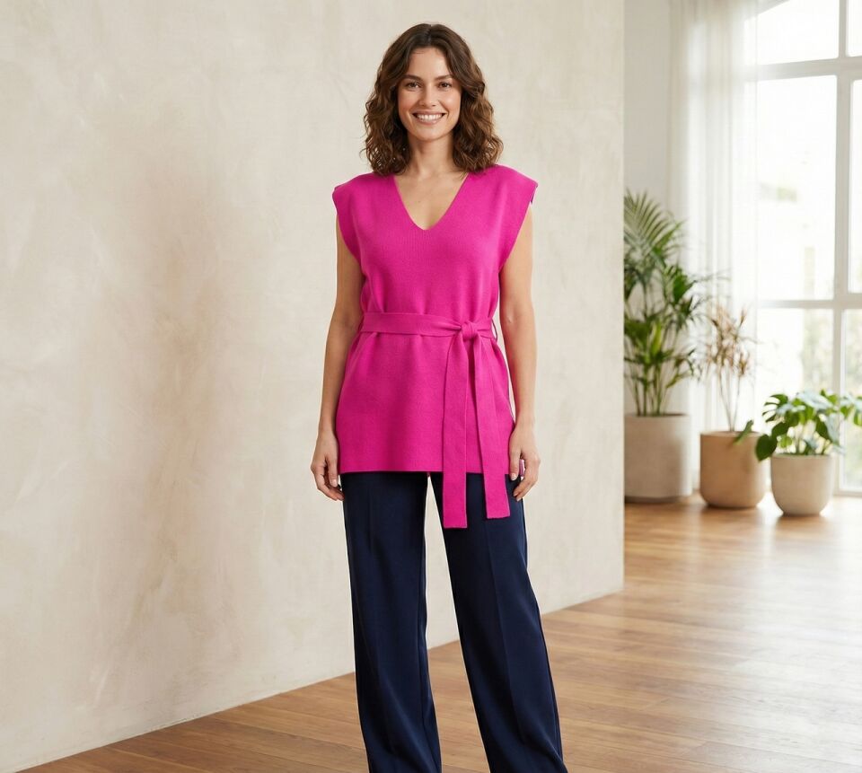 Kadın Kuşaklı Uzun Süveter