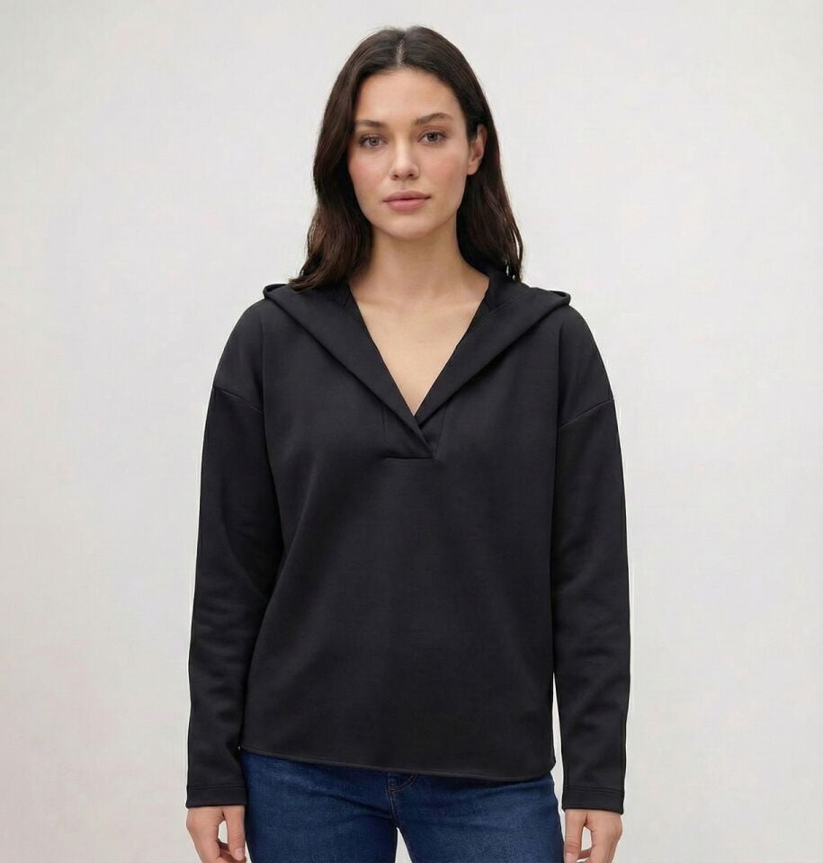 Kadın Scuba Kumaş Kapüşonlu Sweatshirt